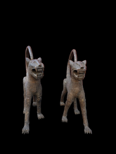 Load image into Gallery viewer, 2- Medium Couple Royal Leopard of the Benin Kingdom – Ceremonial Lost-Wax Bronze Sculpture