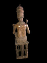 Load image into Gallery viewer, Benin Bronze Royal Figure Holding a Ceremonial Staff and Head