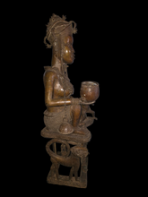 Load image into Gallery viewer, Benin Bronze Royal Female Figure – Vessel Bearer with Child
