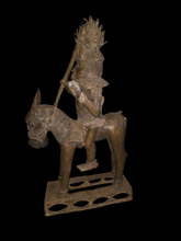 Load image into Gallery viewer, Medium Royal Warrior of the Benin Kingdom – Ceremonial Lost-Wax Bronze Sculpture