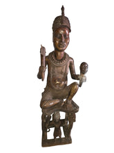 Load image into Gallery viewer, Benin Bronze Royal Figure Holding a Ceremonial Staff and Head