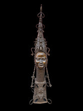 Load image into Gallery viewer, Benin Royal Bronze Head with Monumental Ceremonial Headdress ( Queen Mother Ife )