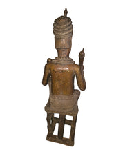 Load image into Gallery viewer, Benin Bronze Royal Figure Holding a Ceremonial Staff and Head