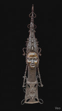 Load and play video in Gallery viewer, Benin Royal Bronze Head with Monumental Ceremonial Headdress ( Queen Mother Ife )
