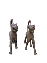 Load image into Gallery viewer, 2- Medium Couple Royal Leopard of the Benin Kingdom – Ceremonial Lost-Wax Bronze Sculpture
