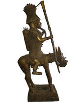 Загрузить изображение в средство просмотра галереи, Big Royal Horseman of the Benin Kingdom – Ceremonial Bronze Sculpture
