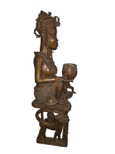 Load image into Gallery viewer, Benin Bronze Royal Female Figure – Vessel Bearer with Child
