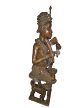 Load image into Gallery viewer, Benin Bronze Royal Figure Holding a Ceremonial Staff and Head
