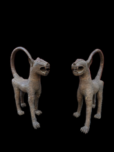 Load image into Gallery viewer, 2- Medium Couple Royal Leopard of the Benin Kingdom – Ceremonial Lost-Wax Bronze Sculpture
