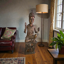 Load image into Gallery viewer, Benin Bronze Royal Figure Holding a Ceremonial Staff and Head
