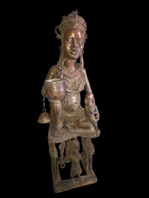 Load image into Gallery viewer, Benin Bronze Royal Female Figure – Vessel Bearer with Child
